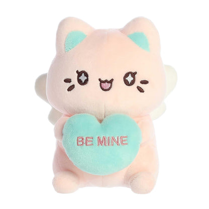 Aurora Enchanting Tasty Peach Candy Heart Sitting Meowchi Stuffed Animal - Bright & Colorful Design - Showpiece Plush - Pink 7 Inches