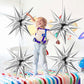 74 PCS Silver Star Balloons, 12 Point Star Foil Mylar Balloons Spike Explosion Cone Balloon for Party Decorations Supplies, Birthday, Wedding, Baby