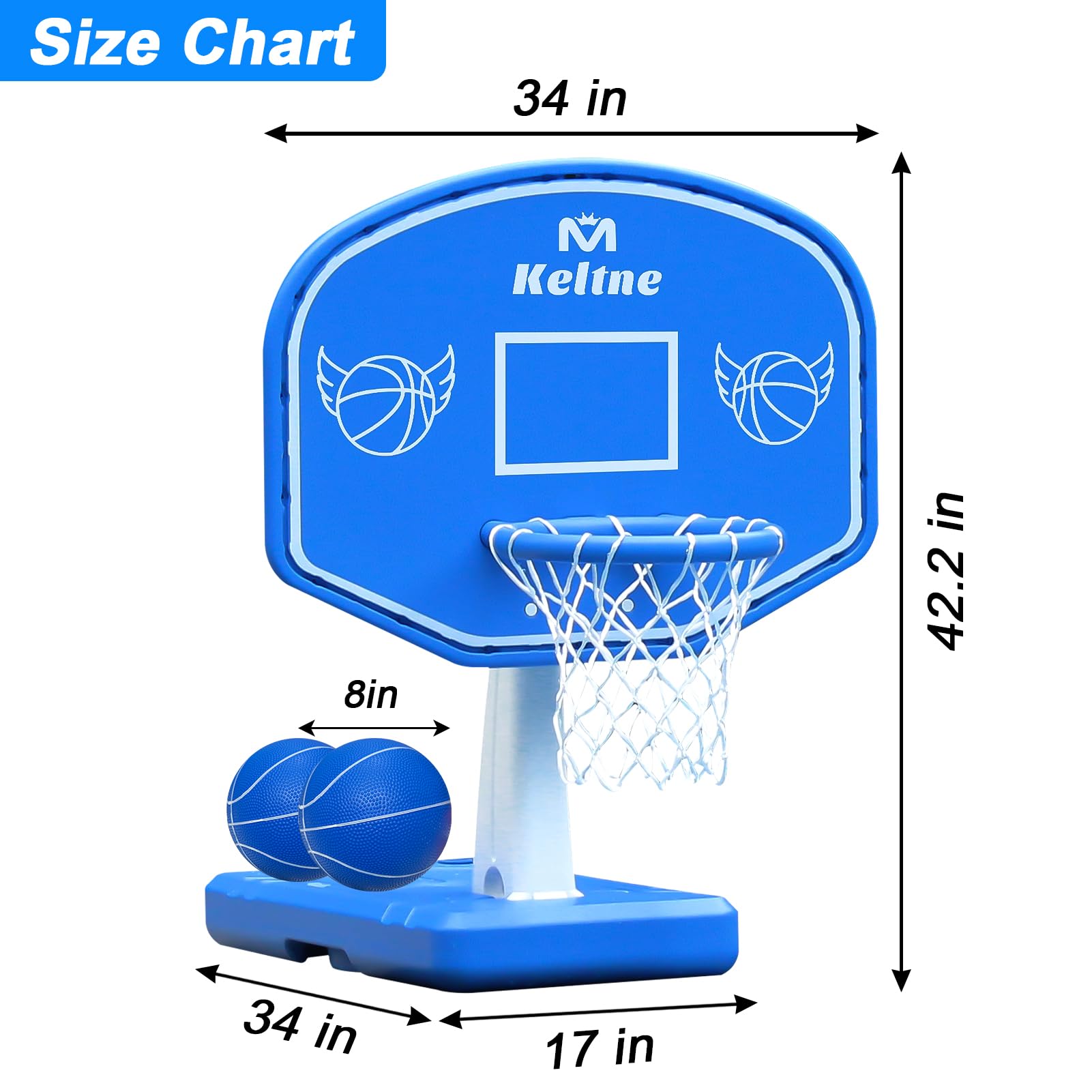 Pool Basketball Hoop Poolside, Large Pool Summer Water Basketball Hoop Game Toys with Lengthen Sturdy Base for Kids Boys Girls, Swimming Pool