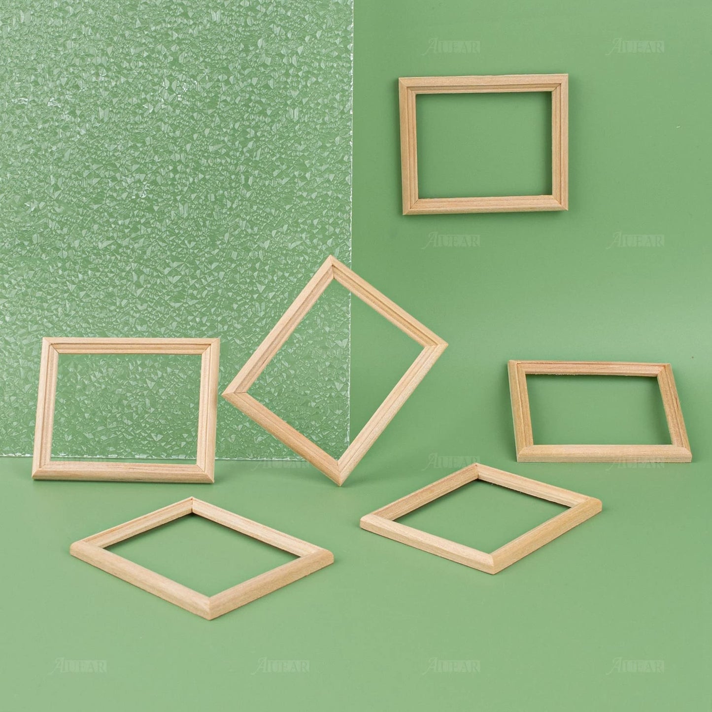 AUEAR, 6 Pack Furniture Miniature Wooden Photo Picture Frames DIY for Props House Decor