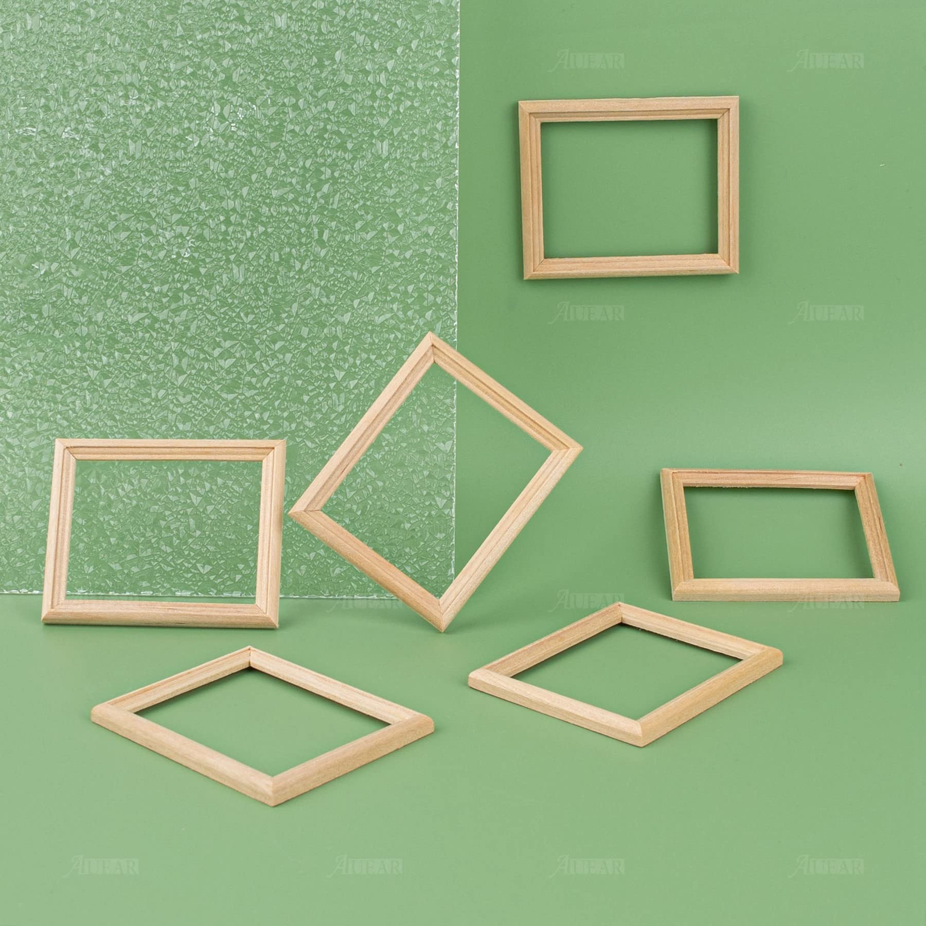 AUEAR, 6 Pack Furniture Miniature Wooden Photo Picture Frames DIY for Props House Decor