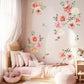 Pink Floral Wall Decals Large Flowers Wall Stickers for Bedroom Living Room Baby Girls Nursery Bedroom Wall Decor