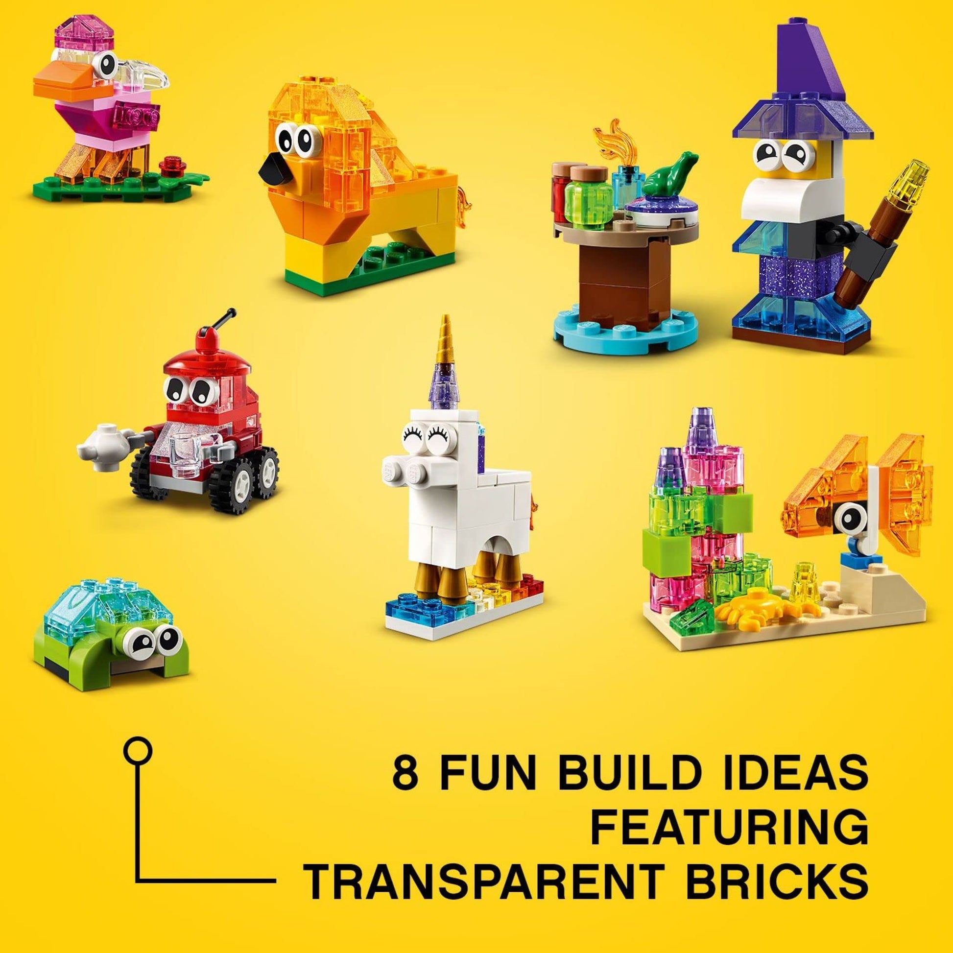 LEGO Classic Creative Transparent Bricks Building Set 11013 for Girls and Boys, STEM Toy and Preschool Hands-On Learning Toy, Includes Wizard