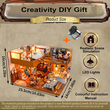 TOPBSFARNY Miniature House Kit with Dust Cover, DIY Doll House Villa Building 3D Model Book Nook, Gifts for Friend and Parents (TD55)