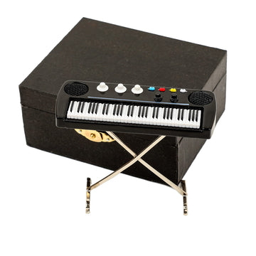 Dselvgvu Miniature Electronic Organ with Case Mini Musical Instrument Electric Keyboard Replica Collectible Figurines Dollhouse Accessories Model Home