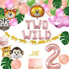 Two Wild Birthday Decoration Set Jungle Balloons for Girls 2nd Birthday