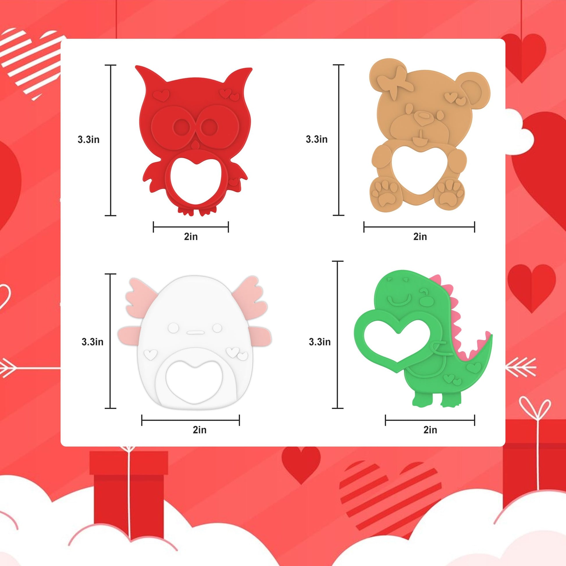 Seeiuua Valentines Teething Toys, Soft Silicone Baby Soothing Teether, Chew Toys, Baby Valentines Gifts, Birthday Gifts for Baby Teether Toy