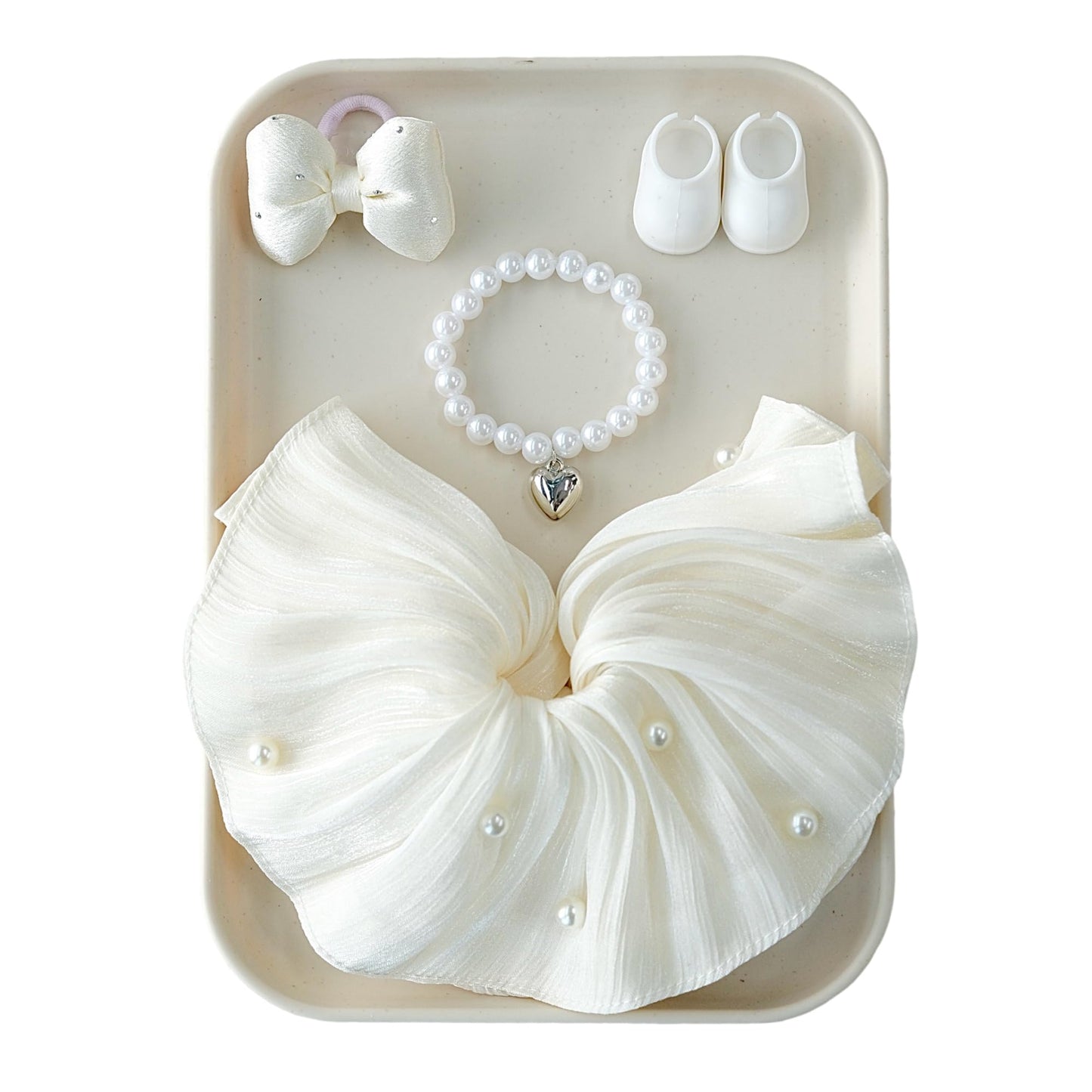 MOFABIA Clothes for 17cm Doll, 4 Pcs Set Doll's Outfits Luxury Bridal Dresses Skirts Headdress Bow Shoes Accessories, Stylish Adorable Luxury Wedding