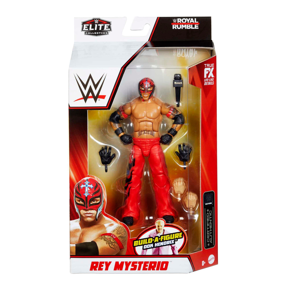 WWE Elite Action Figure Royal Rumble Rey Mysterio with Accessory and Dok Hendrix Build-A-Figure Parts, HKP15