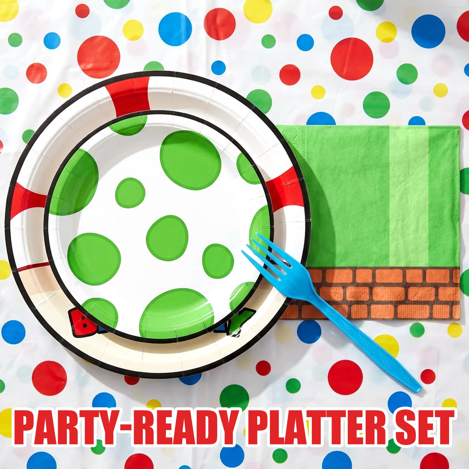 Uywgaun 96 Pcs Dots Birthday Party Decorations Paper Party Plates and Napkins for Dots Themed Party Supplies Dessert Tableware Set for Kids Woman