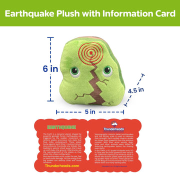 Thunderheads Earthquake Plush, Soft Educational Earth Science Plushie with Fact Card, STEM Tool for Learning Planet, Eco-Conscious Weather Gift