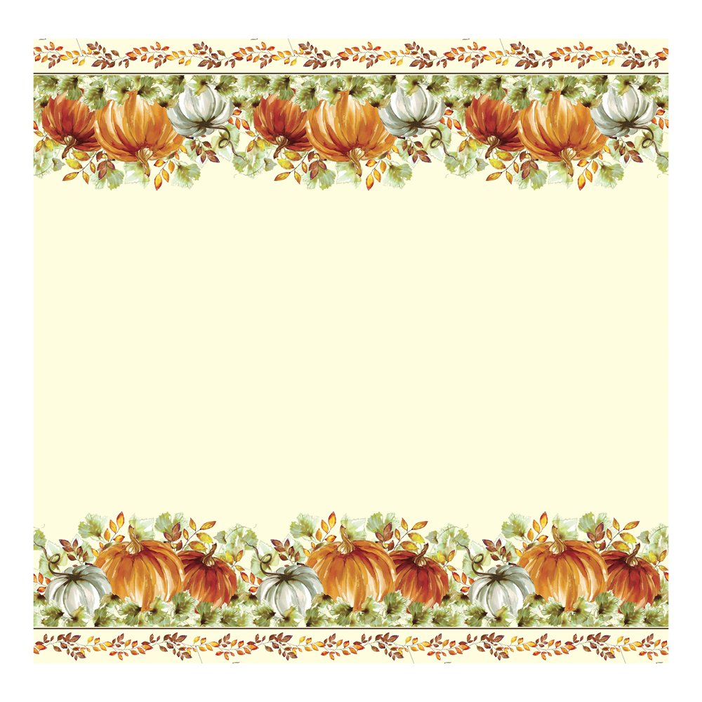 Vibrant Orange Watercolor Fall Pumpkins Plastic Table Cover - 54" x 84" (1 Pc.) - Perfect for Autumn & Thanksgiving Celebrations