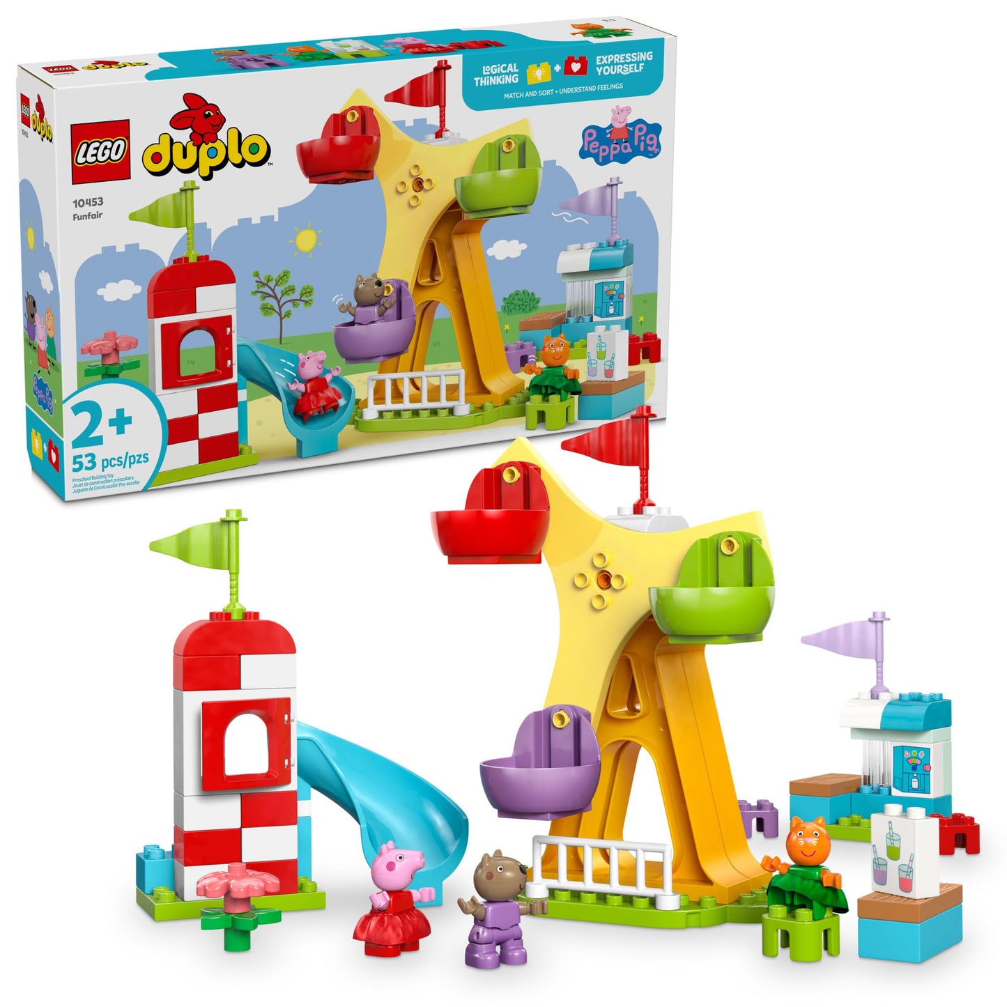 LEGO DUPLO Peppa Pig Funfair Toddler Toy - Sensory Toy Featuring Peppa Pig - Fun Gift for 2+ Year Old Boy or Girl - Helps Preschoolers Develop Color