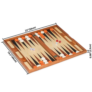 Yellow Mountain Imports Wooden Inlaid Rosewood Backgammon Game Set - Knoll - with Acrylic Playing Pieces & Wooden Dice Cups, 19-inch Board