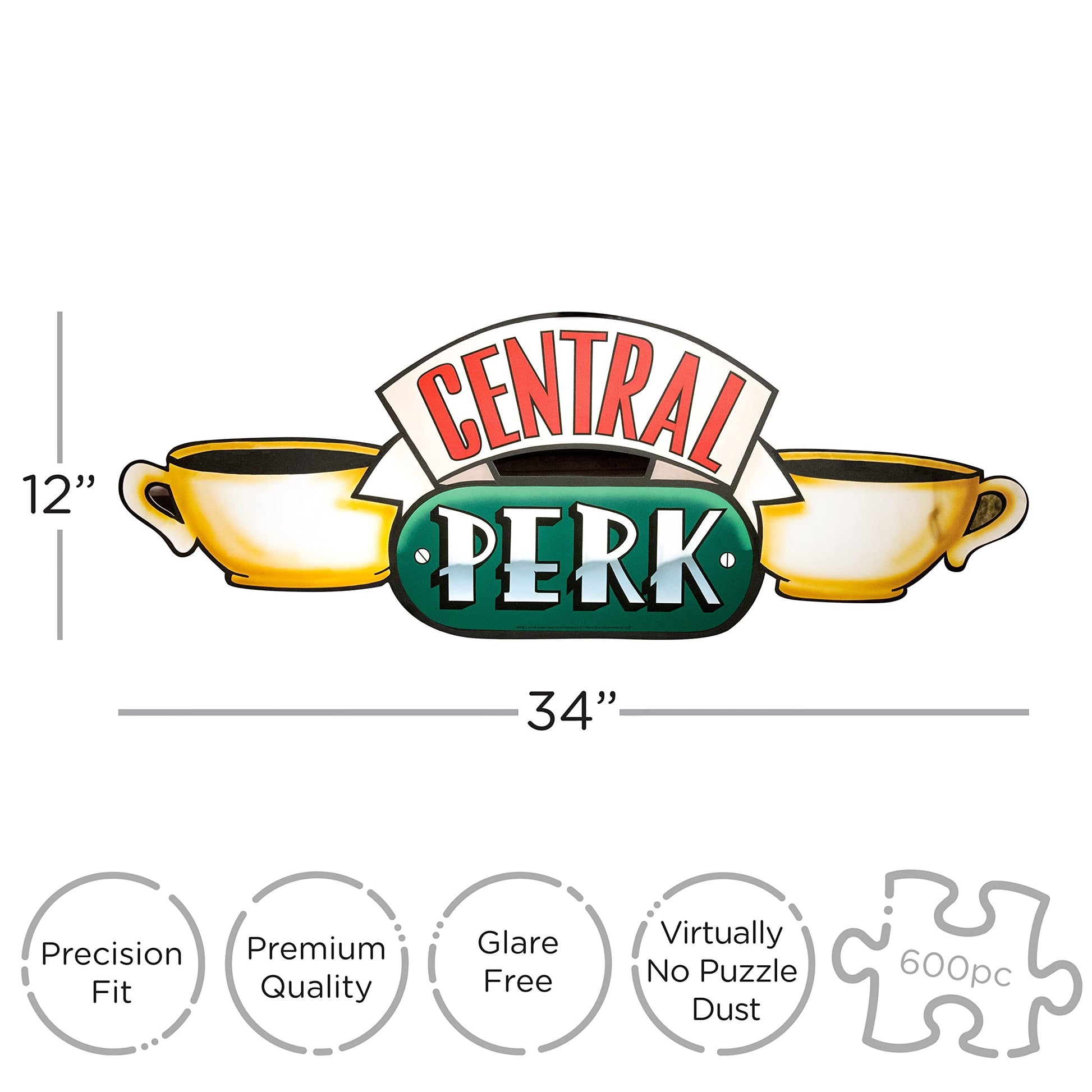 AQUARIUS Friends Central Perk Puzzle (2-Sided Shaped 600 Piece Jigsaw Puzzle) - Glare Free - Precision Fit - Officially Licensed Friends TV Show
