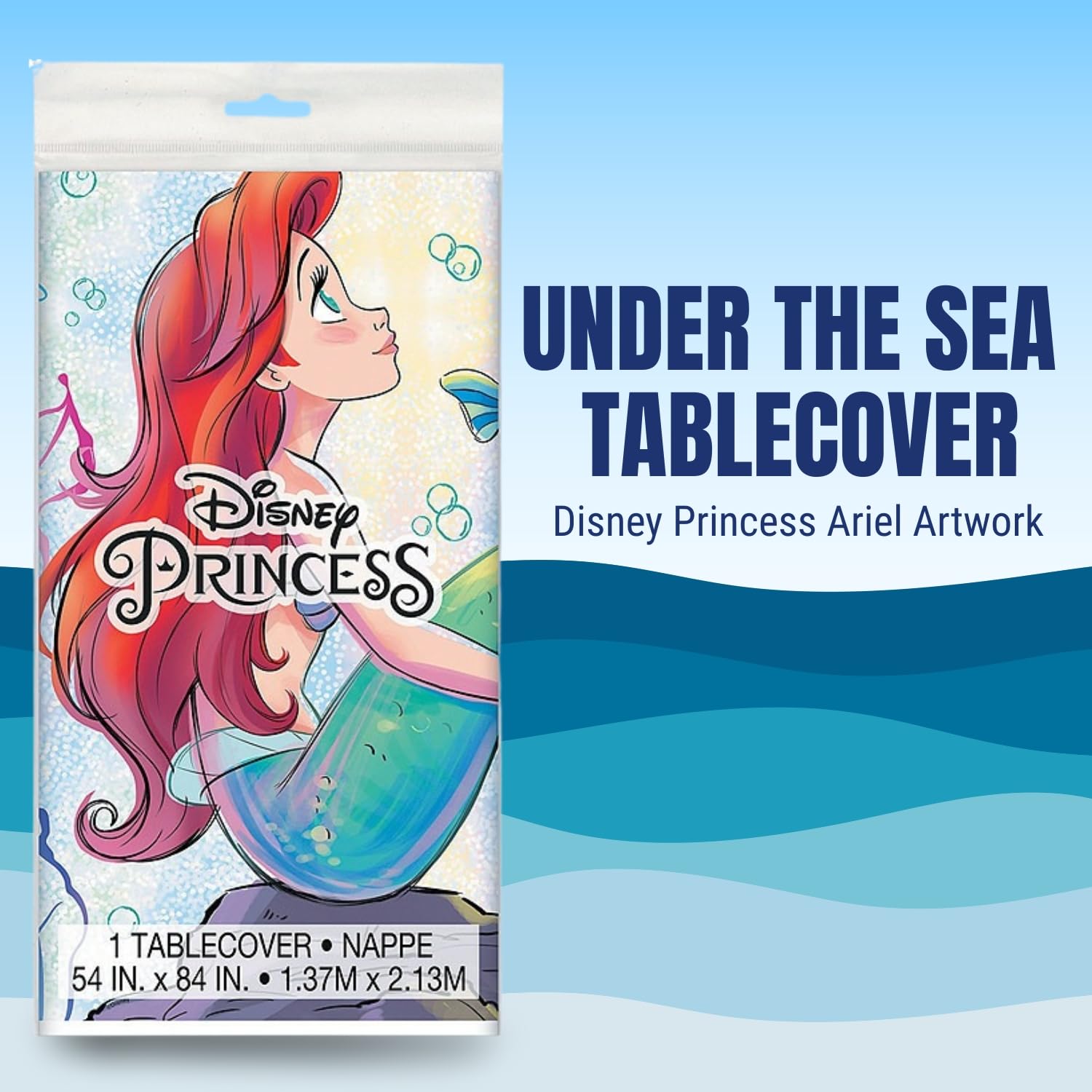 Fun Express - The Little Mermaid Tablecloth for Birthday - Party Supplies - Licensed Tableware - Misc Licensed Tableware - Birthday - 1 Piece