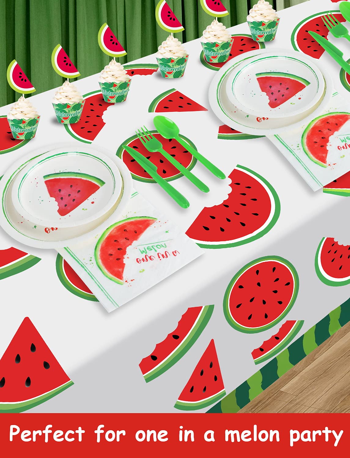 JHkim Watermelon Tablecloth for Party - 2 Packs 52" X 87" Watermelon Party Supplies, Watermelon Disposable Tablecloths, one in A Melon Party