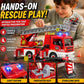 Tiny Force Toy Ladder Fire Truck Toy - Firefighter Fire Truck with Extendable Fire Ladder, Toy Truck for Kids, Perfect Firefighter Gift for Pretend