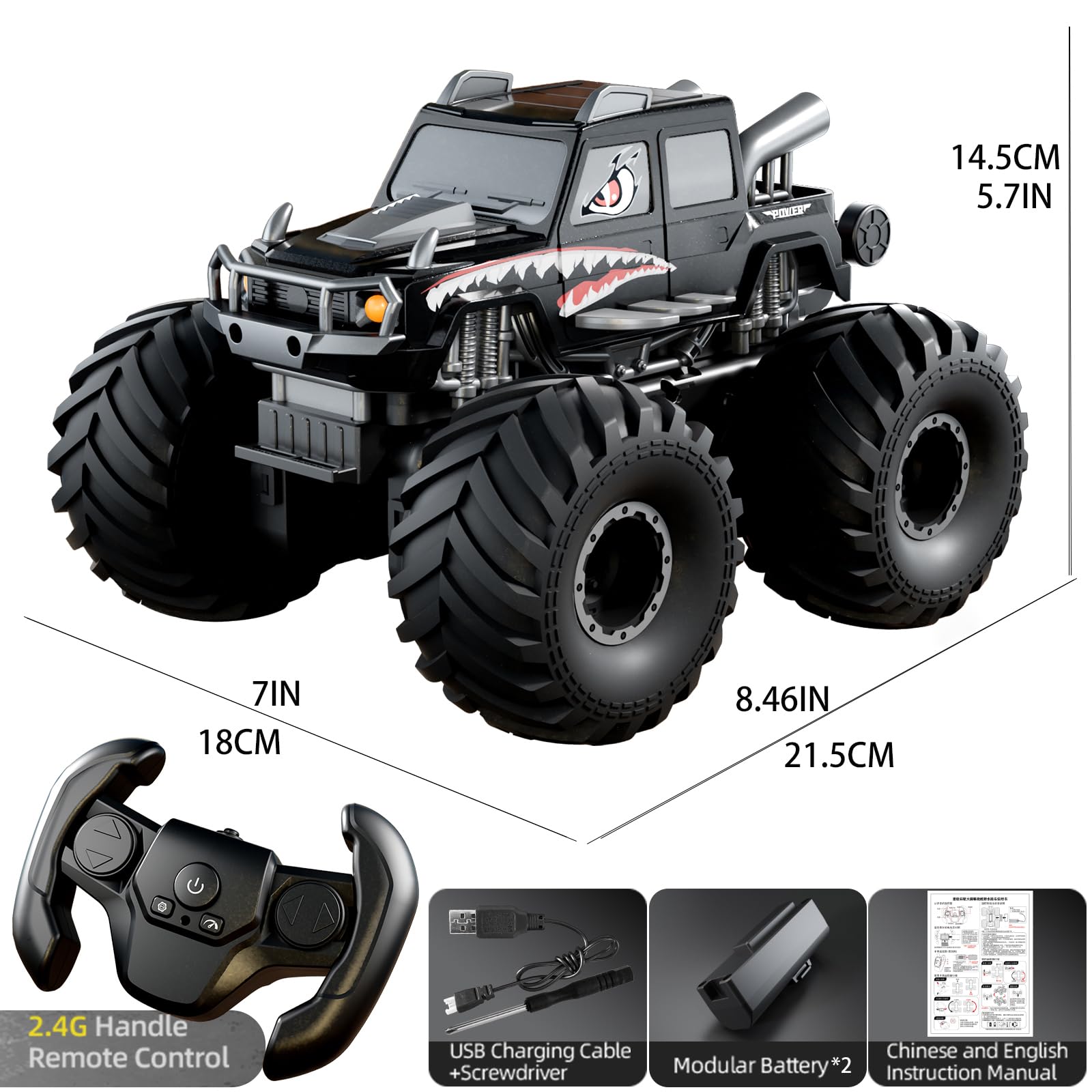 Amphibious Remote Control Car, Waterproof 360°Rotate 4WD RC Monster Trucks,2.4GHz All Terrain Off-Road Pickup Toy,RC Car Pool Toys Remote Control Boat