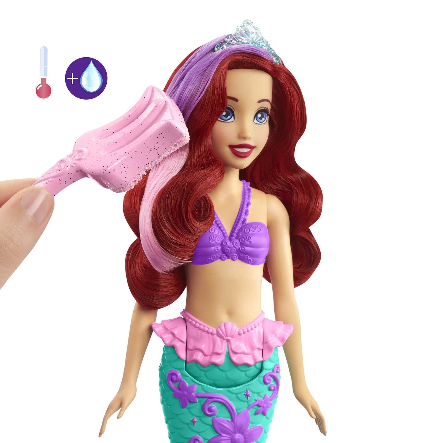 Mattel Disney Princess Ariel The Mermaid Doll, Mermaid Toy, Tail Fin Changed by Water Colour, Disney Gifts, Toy from 3 Years, HLW00