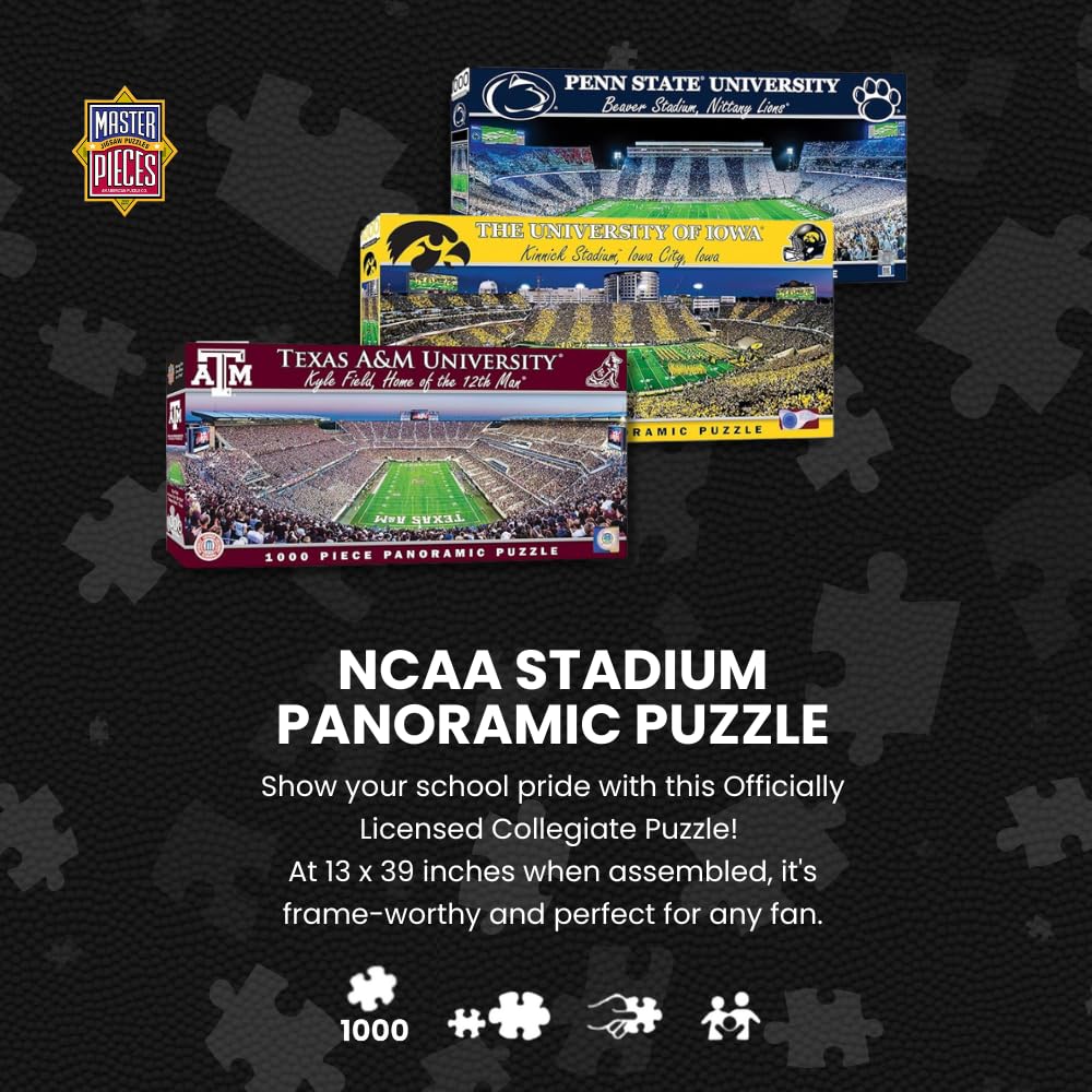 MasterPieces - 1000 Piece Jigsaw Puzzle, NCAA Michigan Wolverines, Panoramic Football Stadium View, Fun for Adults and Family, 13"x39"