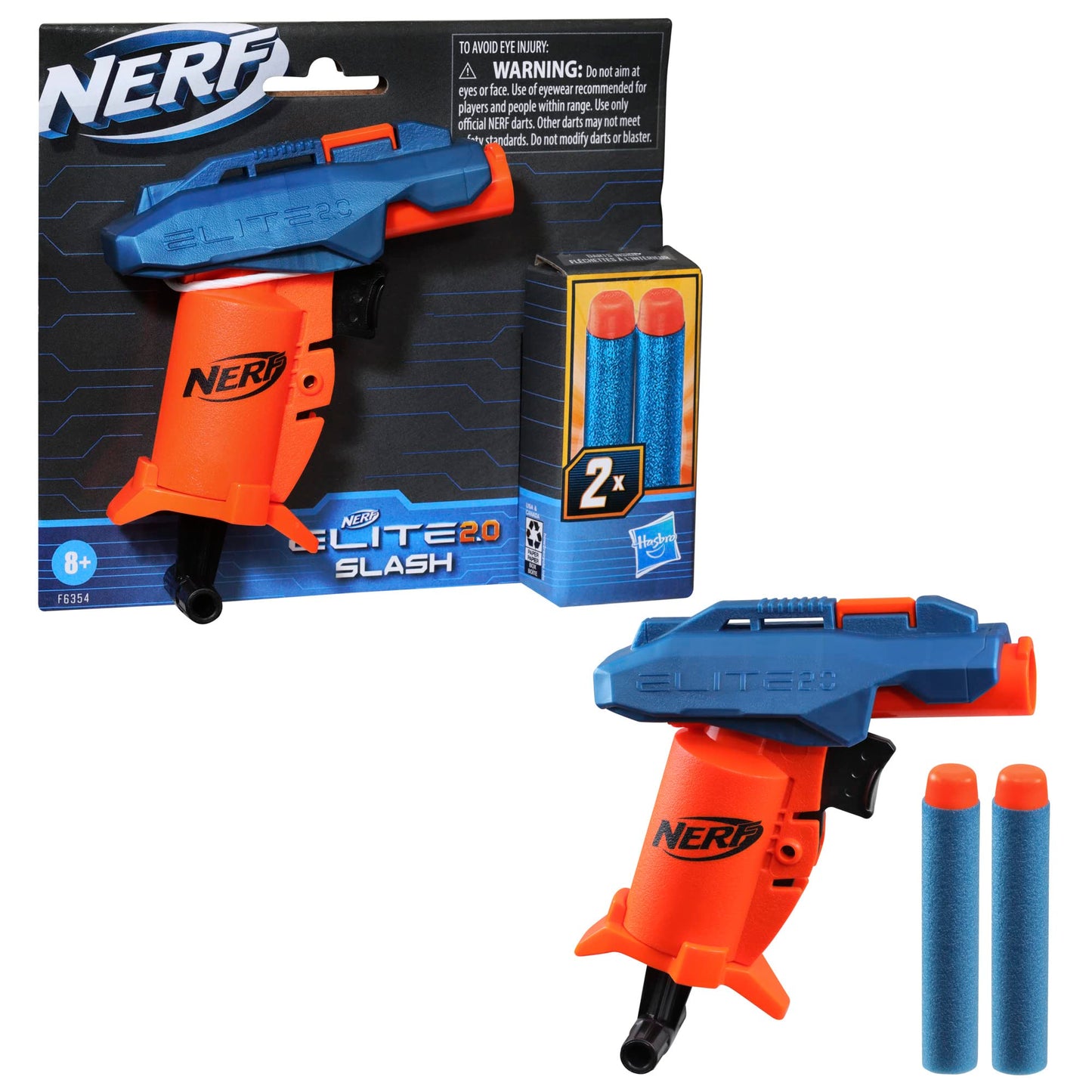 Nerf Elite 2.0 Slash Blaster, includes 2 Nerf Elite Darts, Pull to Prime Handle, Toy Foam Blaster for Outdoor Kids Games