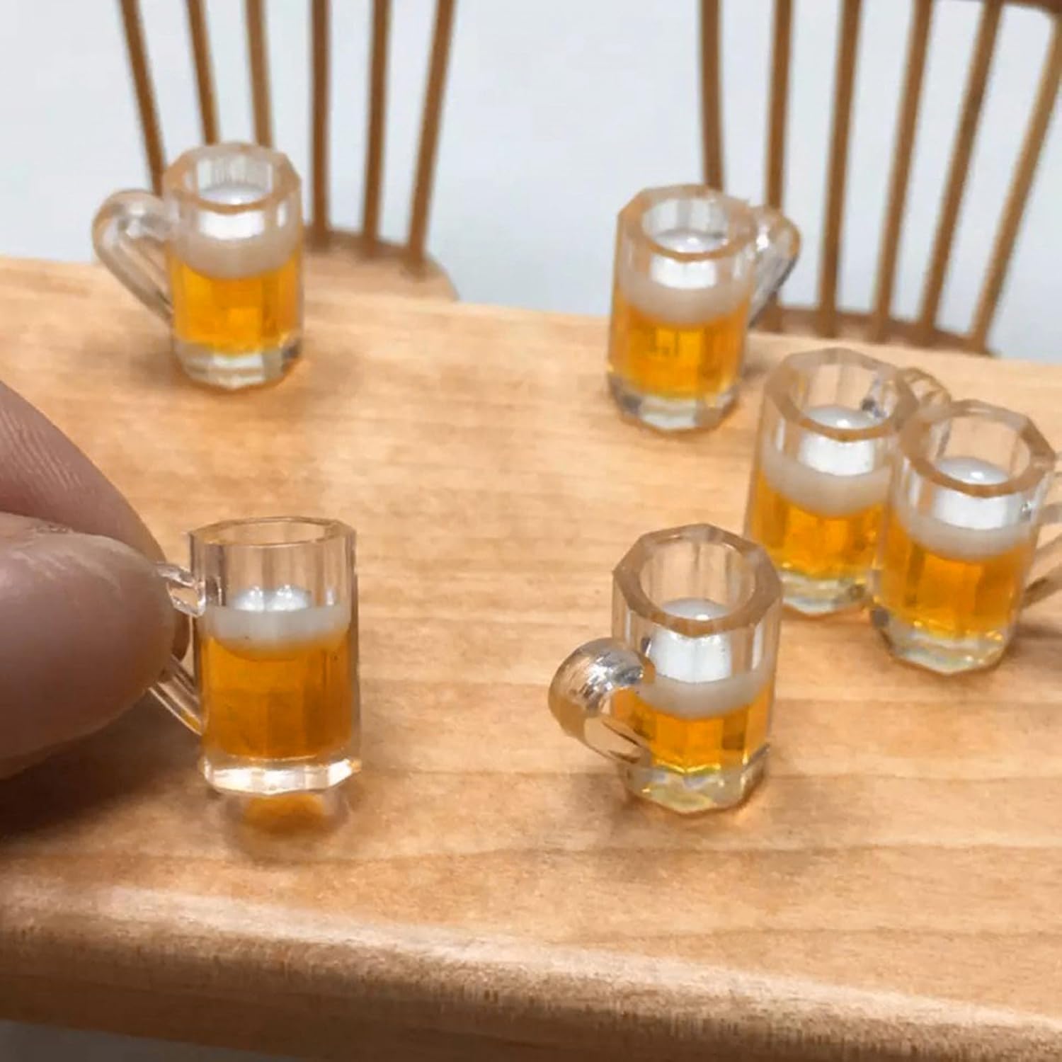 10Pcs Simulation Beer Dollhouse Beer Mugs Glasses Resin Miniatures Models Photo Props Dollhouse Accessories