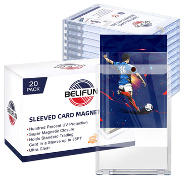 20-Pack One Touch Sleeved-Card Magnetic-Holders - 35PT Trading Card Holders, UV Protection Clear Acrylic Card Cases, Magnet Case Protectors for Game