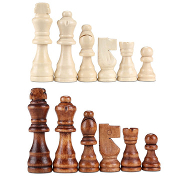 YB-OSANA 62 Pieces Wooden Checker Pieces & Chess Pieces 2 in 1 Chess Game Set Board Games Accessories Classic Wooden Chess Game Set in 2 Styles and 2