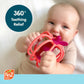 RaZbaby RaZ-Apple Silicone Teether & Rattle Toy - Soft, Flexible & Easy to Hold, Soothing Sounds for Entertainment, Textured for Teething Relief