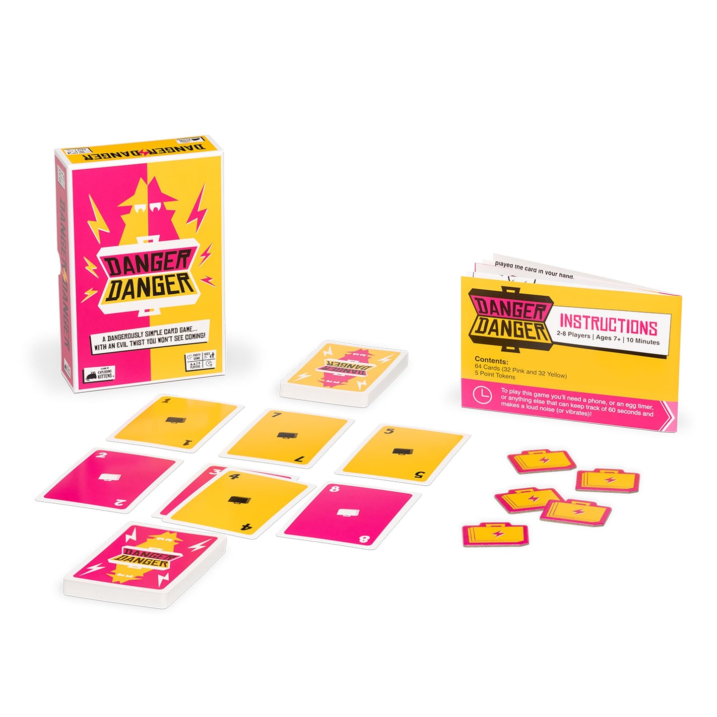 Exploding Kittens Danger Danger 2-8 Players - Ages 7+ - 10 Minutes to Play - Fast Paces Strategic Card Game - Party Game, Family Game Night, Kid