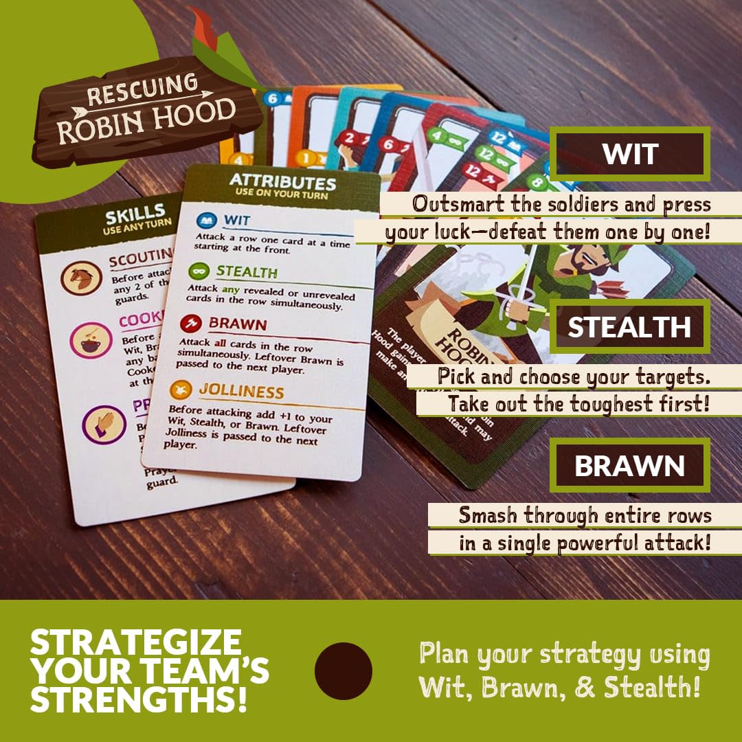 Rescuing Robin Hood - Cooperative Deck-Building Card & Strategy Tabletop Board Game | 1-5 Players | Ages 10+ | Medieval Fantasy Adventure | Kids