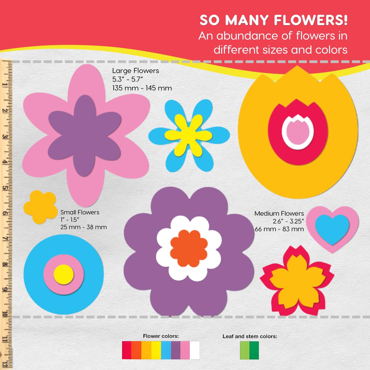 FreshCut Crafts: 280 Pieces of DIY Flower Cutouts with IDEA Guide - 2-Sided Punch Out Tulips, Daisies, Daffodils, Flowers Ideal for Spring Craft