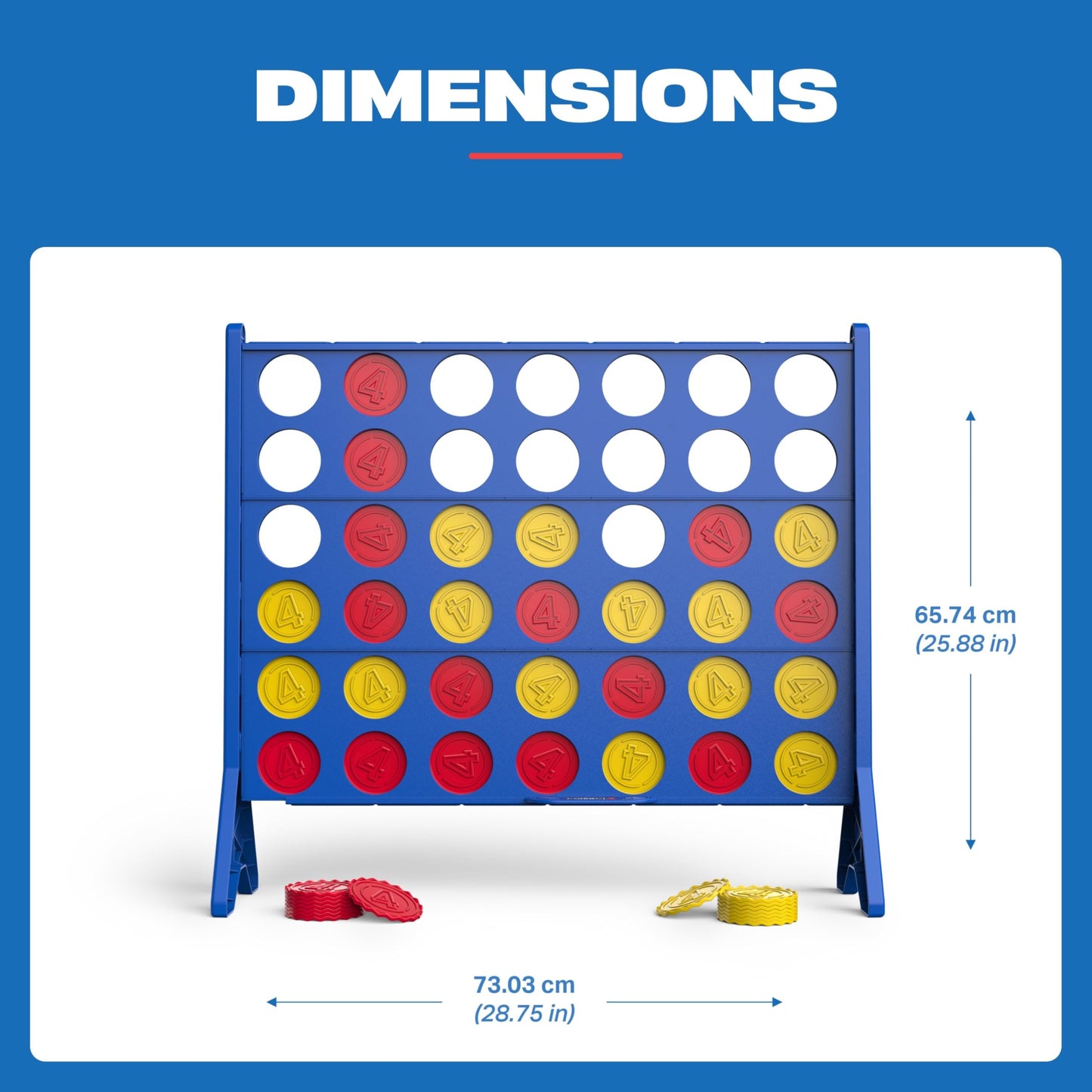 EastPoint Oversized Connect 4 Game - Oversized Edition, Blue, 42-Count Discs - Giant Connect 4 for Lawn & Yard Play - Board Games for Kids & Adults