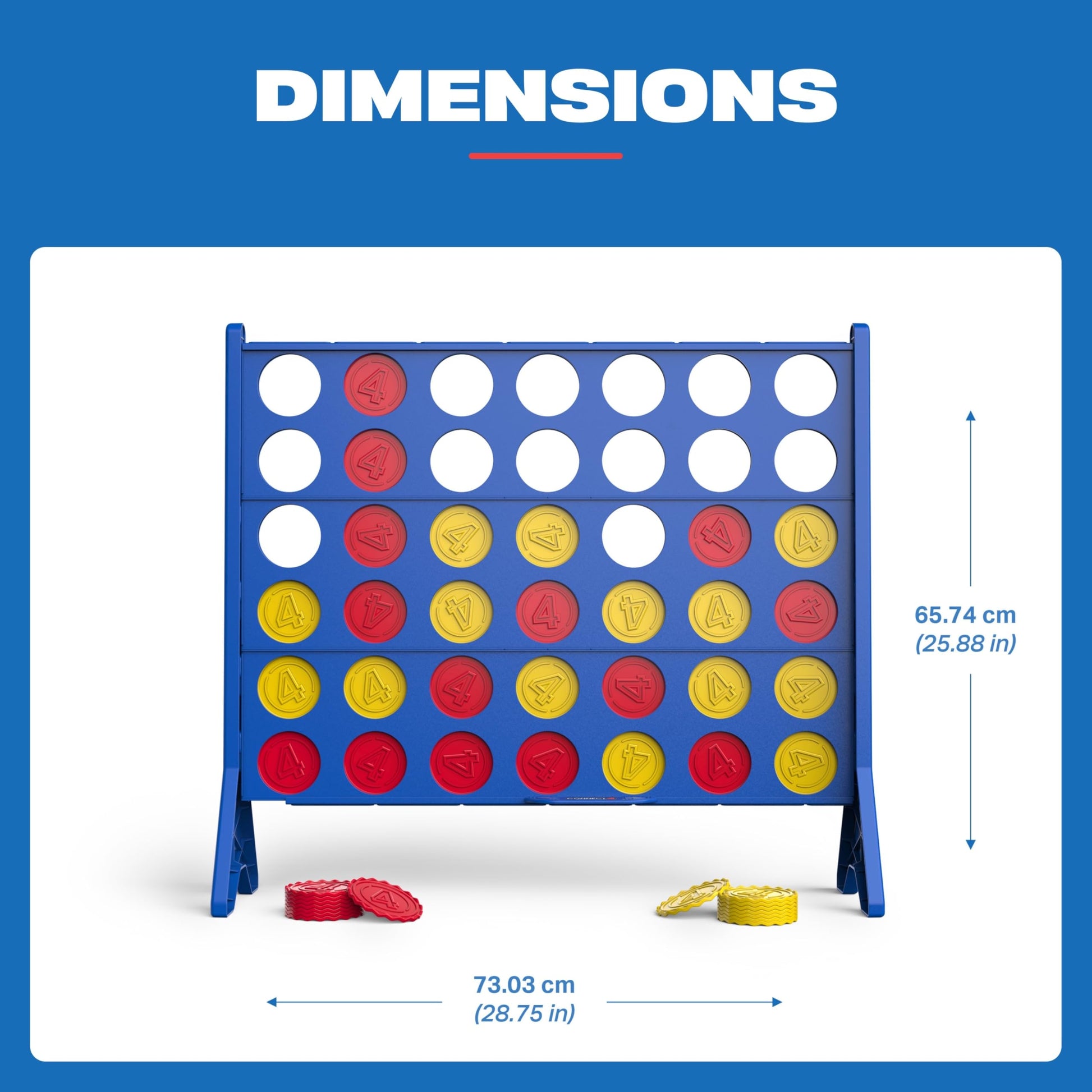 EastPoint Oversized Connect 4 Game - Oversized Edition, Blue, 42-Count Discs - Giant Connect 4 for Lawn & Yard Play - Board Games for Kids & Adults