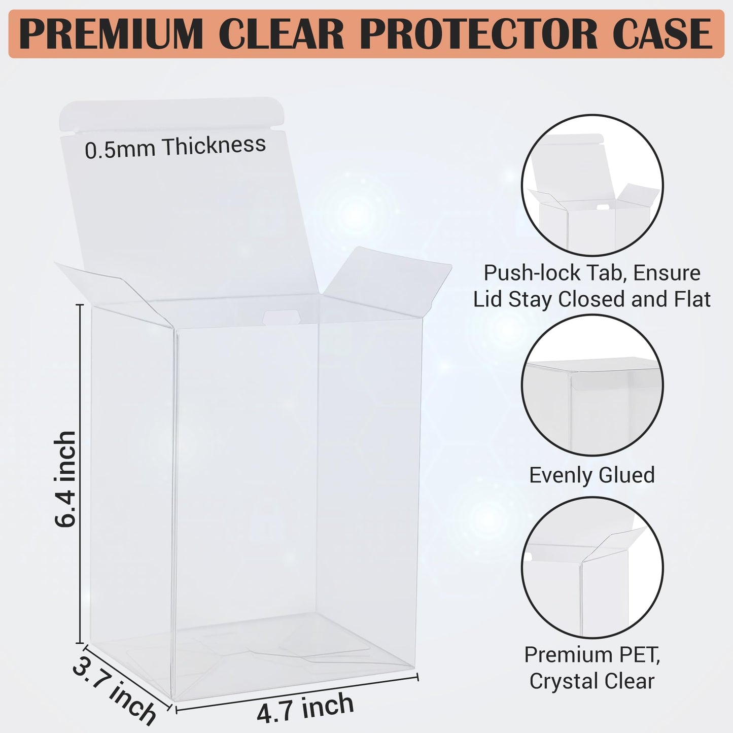 Premium 0.5mm 10 Pack Protective Display Box Compatible with Funko Pops- Crystal Clear PET Plastic Case - Fits Standard 4-Inch Vinyl Figures