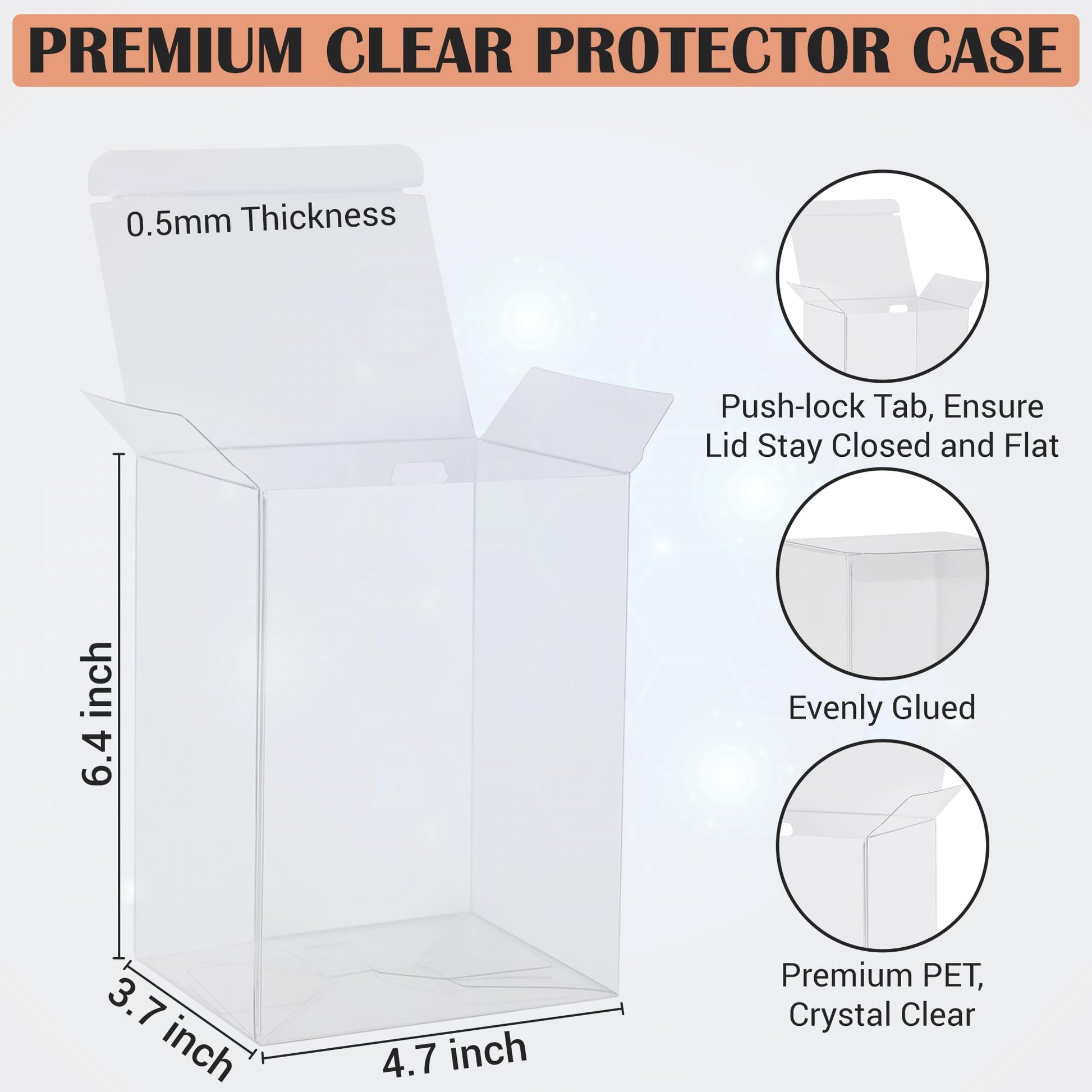 Premium 0.5mm 10 Pack Protective Display Box Compatible with Funko Pops- Crystal Clear PET Plastic Case - Fits Standard 4-Inch Vinyl Figures