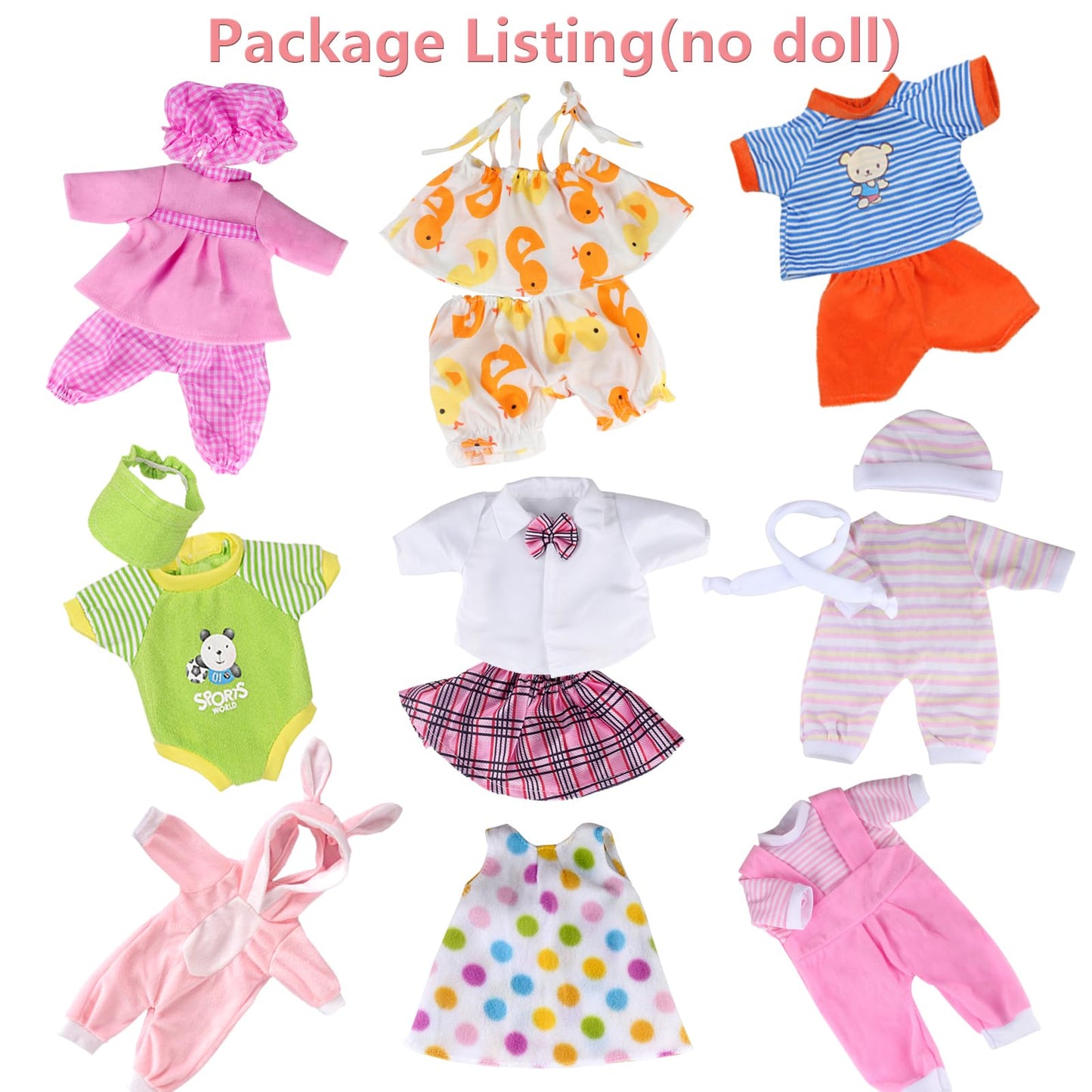Alive Baby Doll Clothes Accessories, 9 Sets Outfits for 14-15 Inch Alive Baby Doll and 18-inch Doll, Reborn Newborn Doll Clothing Dress, Dolls Not