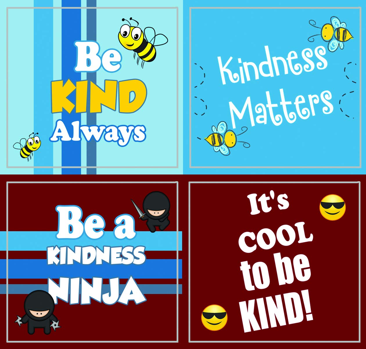 Creanoso Be Kind Stickers for Kids (20-Sheet) - Premium Design Gift Stickers - Awesome Stocking Stuffers Gifts for Boys & Girls, Children, Teens