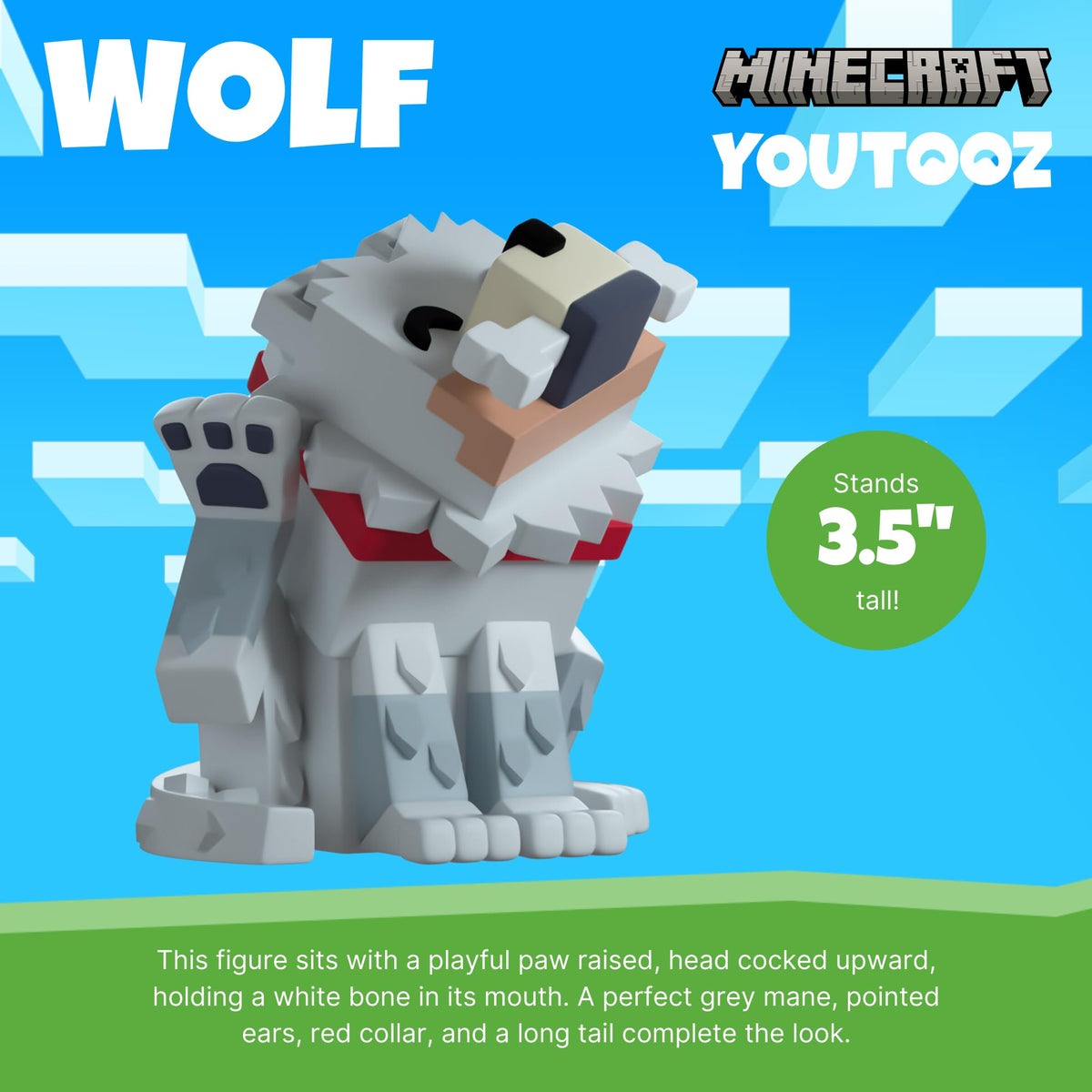 Youtooz Wolf Vinyl Action Figure, 3.5" Gaming Collectible, Based on Minecraft Video Game Series