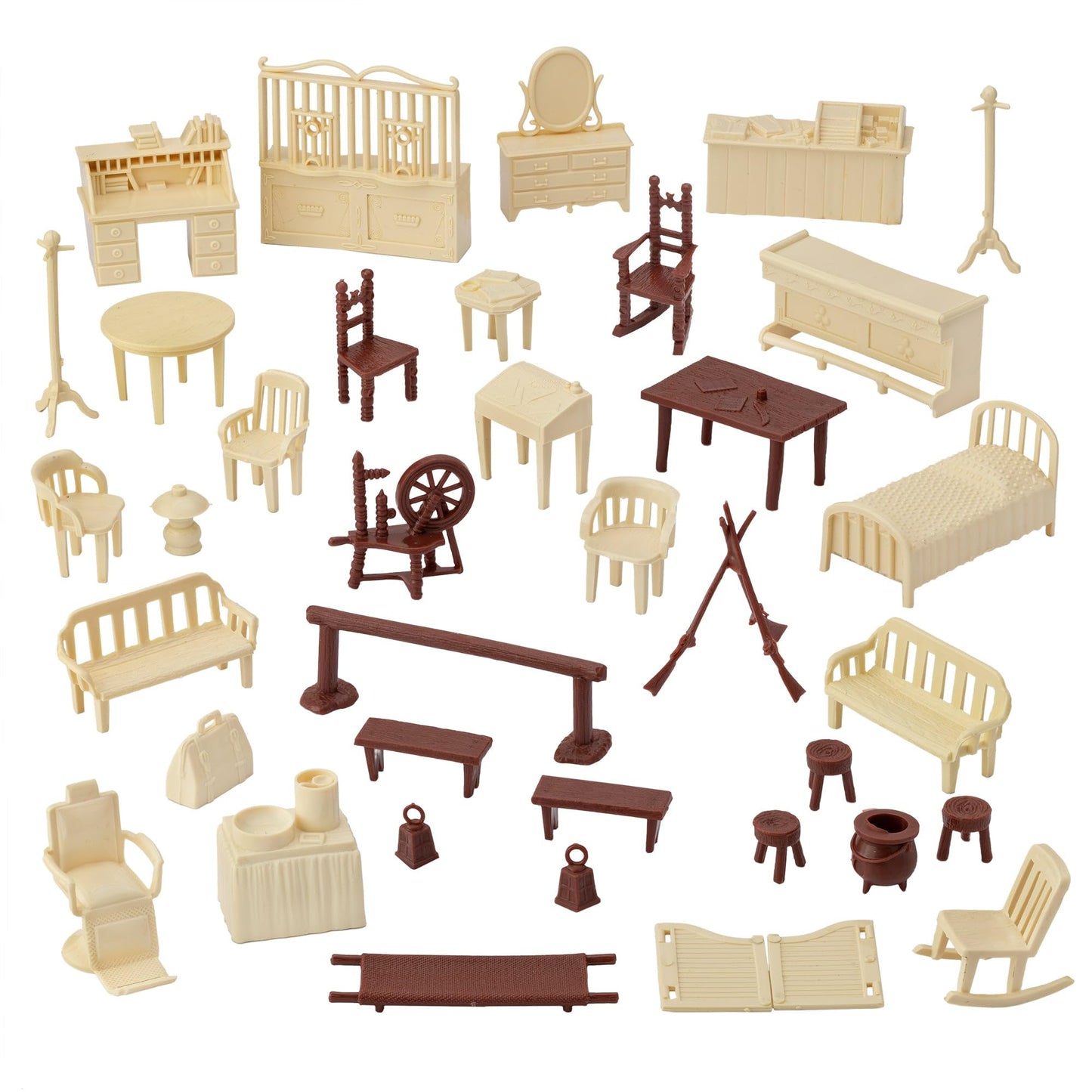 BMC Classic Marx Antique Furniture - 36pc Dollhouse Plastic Playset Accessories