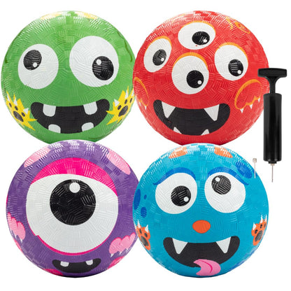 SCS Direct Gaga Ball Monster 5 in Playground Balls with Air Pump, 4 Pack
