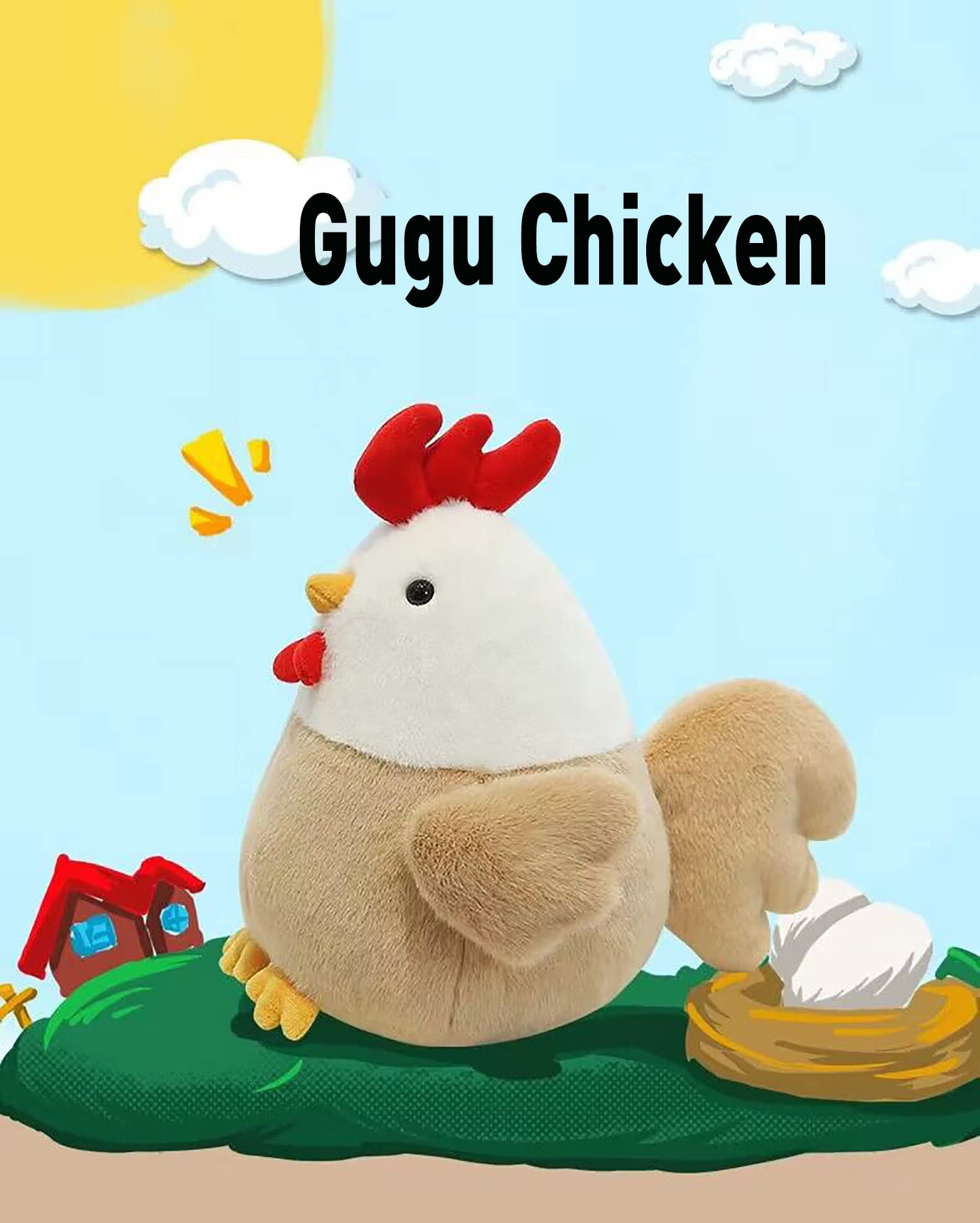 YUKOUQIAN Chicken Stuffed Animal Chicken Plush Doll Toy 8 inch for Girls Christmas (Chicken)