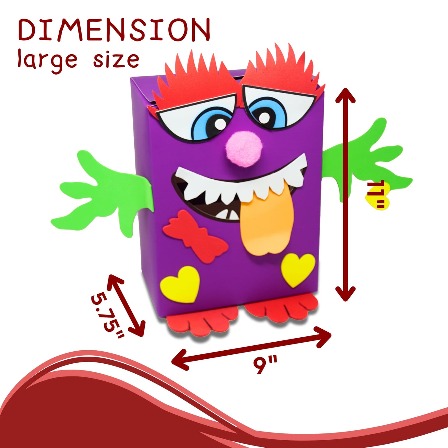 4E's Novelty DIY Monster Valentines Card Box Craft Kit - Makes 1 Valentines Day Crafts for Kids, Valentine Mailbox for Classroom Exchange Party