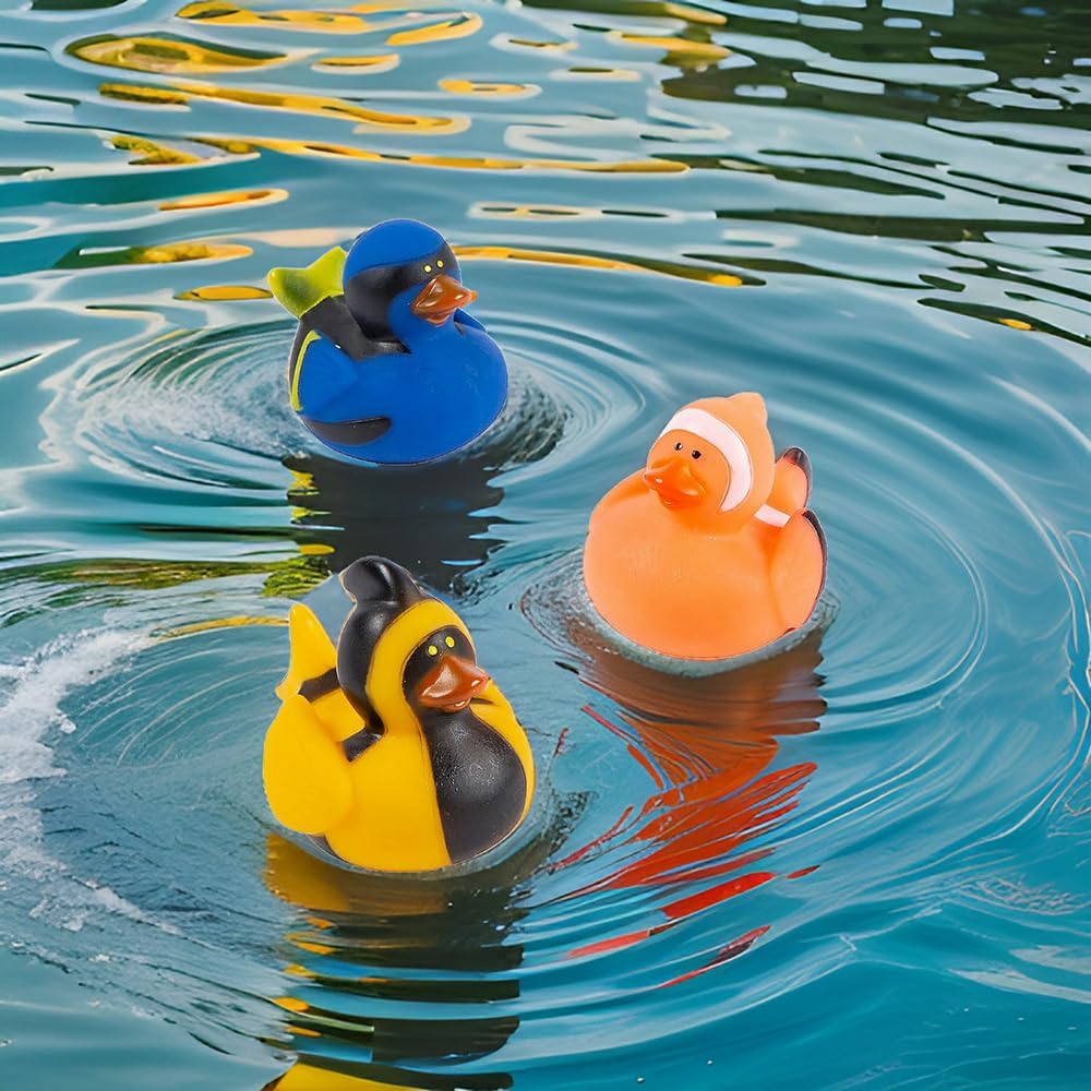 Fun Express Fish Rubber Duckies Under The Sea and Ocean Party Favors and Supplies - Multicolored (Set of 12)
