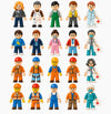 Whimzory 20 PCS City Mini Figures, Compatible with Major Building Bricks - Doctor, Nurse, Engineer, Police, Construction Worker. Bulk Action Figure
