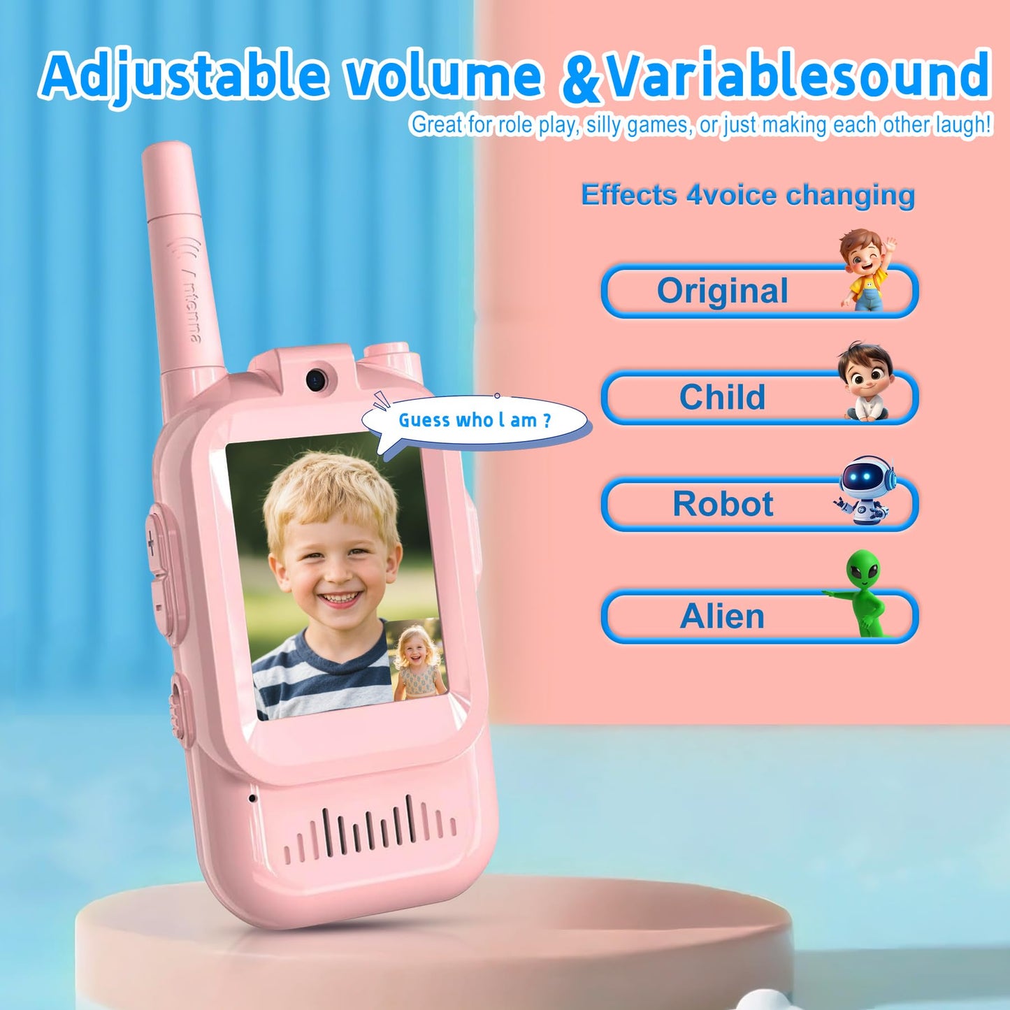 MaxTalker Video Walkie Talkie for Kids Rechargeable Video Intercom Kids Walkies Talkies,Walkie Talkie for Indoor Outdoor Games, Camping, Hiking for