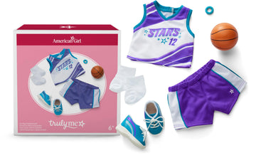 American Girl, Truly Me, Star Player Basketball Outfit, Doll Clothes, for 18-inch Dolls, 6pcs, Ages 6+