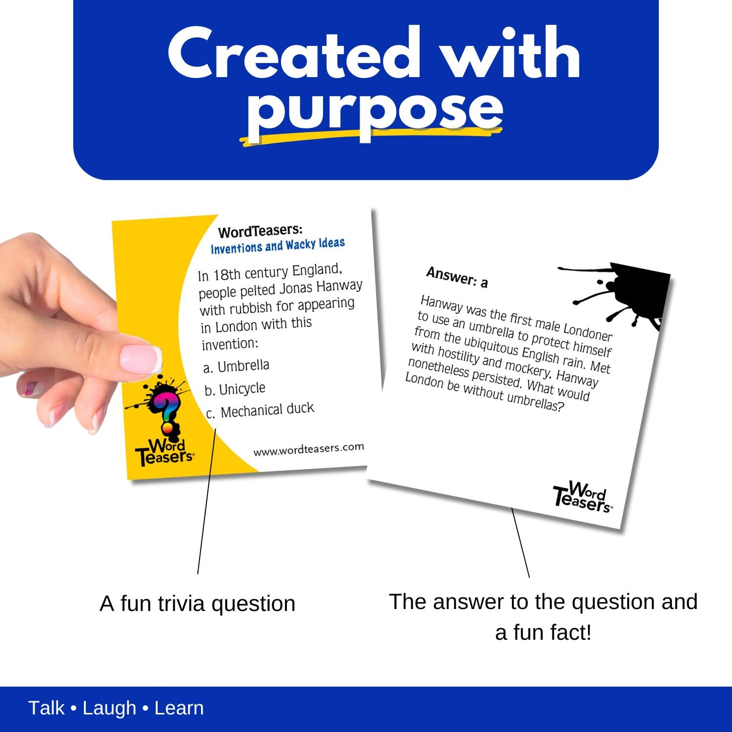 ? WORD TEASERS Inventions & Wacky Ideas - Family Trivia Card Game for Kids & Adults - Quiz Game for Game Night - 150 Question Cards