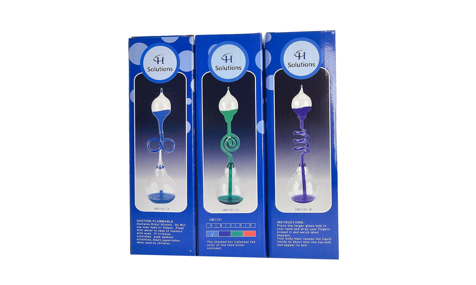 Colorful Office Thinking Hand Boiler, Glass Science Energy Transfer, Children Science Experiment, Love Birds Color Meter Hand Boiler, 3 Pcs